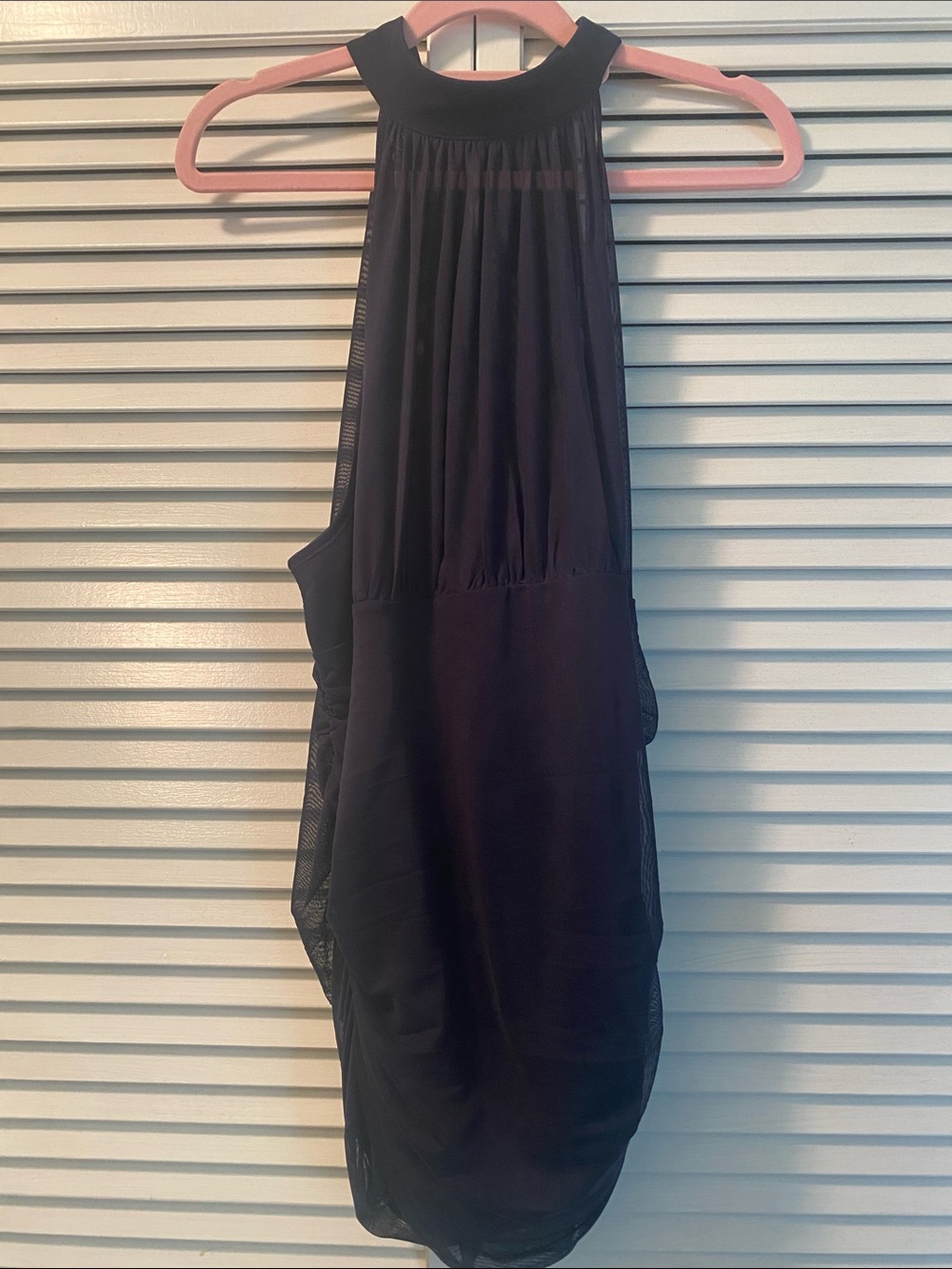 VENUS Dark Navy Blue Mesh Overlay Sleeveless Blouse Top Size XL